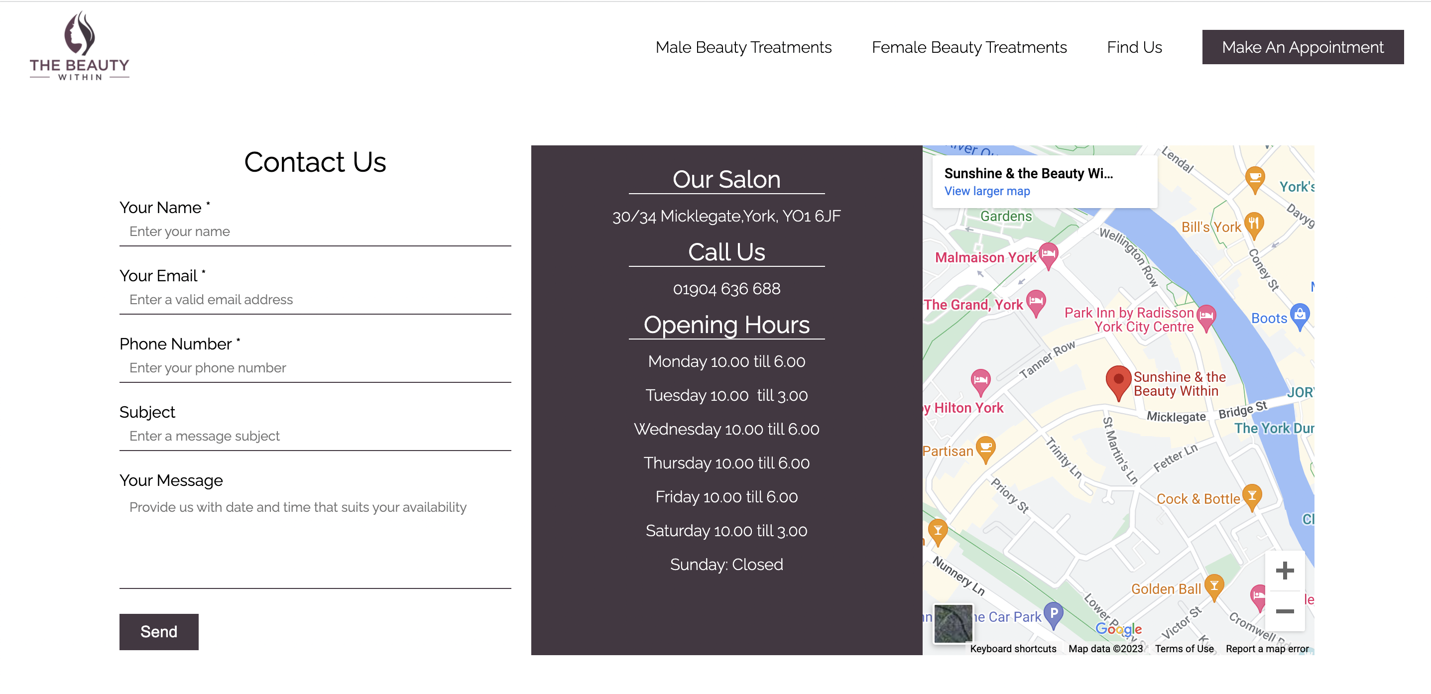The Beauty Within Contact Page