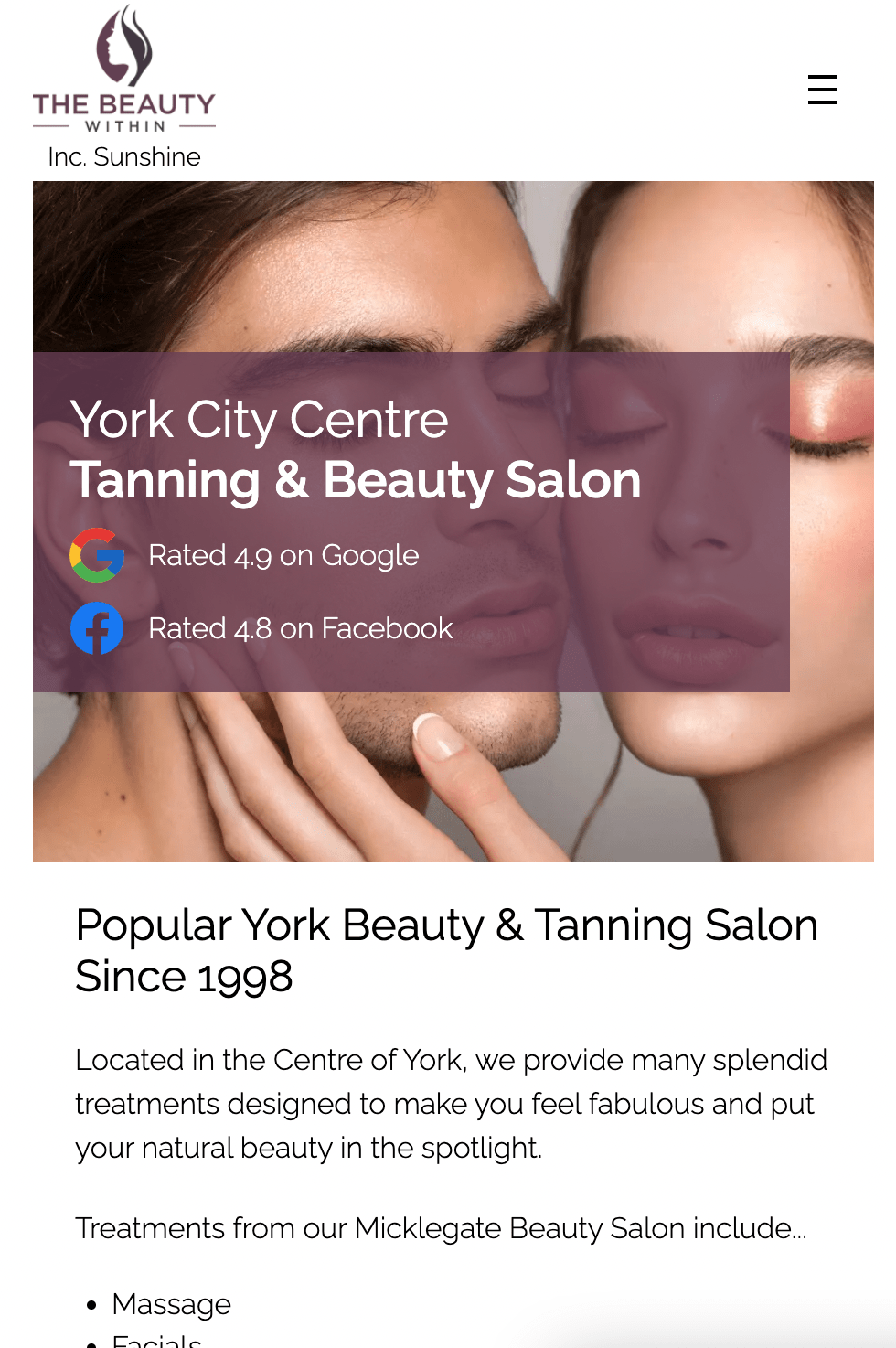 The Beauty Within Website Homepage On Mobile