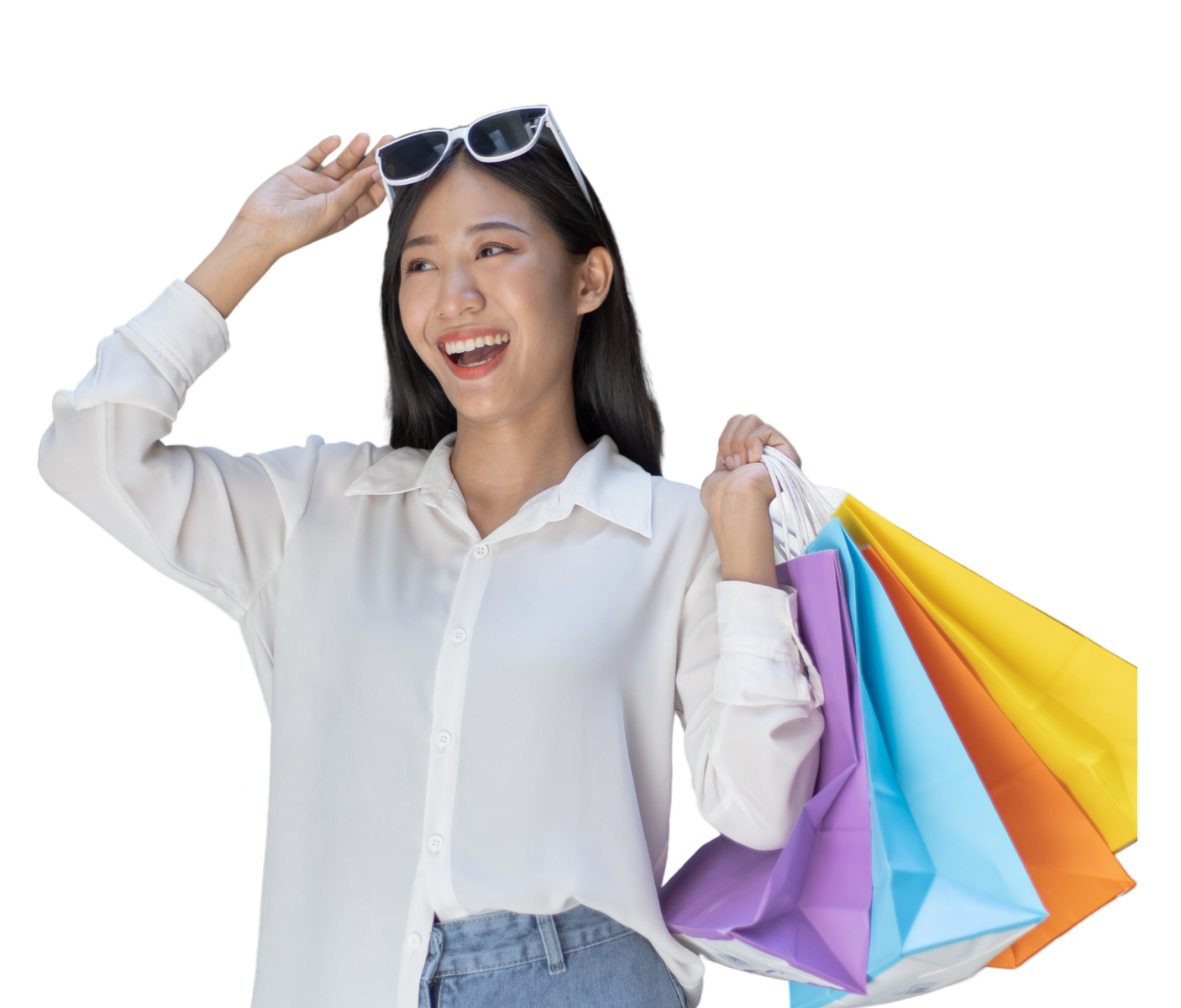 Business owner with a new website shopping at Bicester Village..