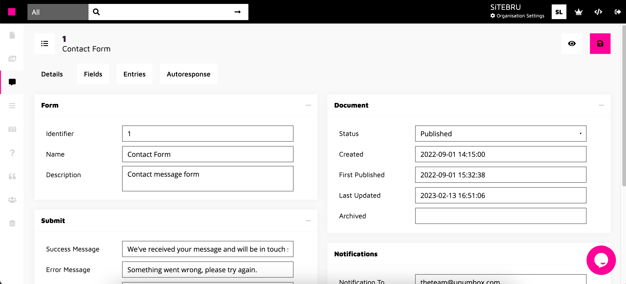 Sitebru CMS system..