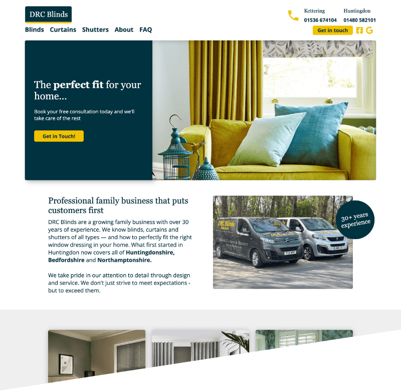 Example Website Design for DRC Blinds