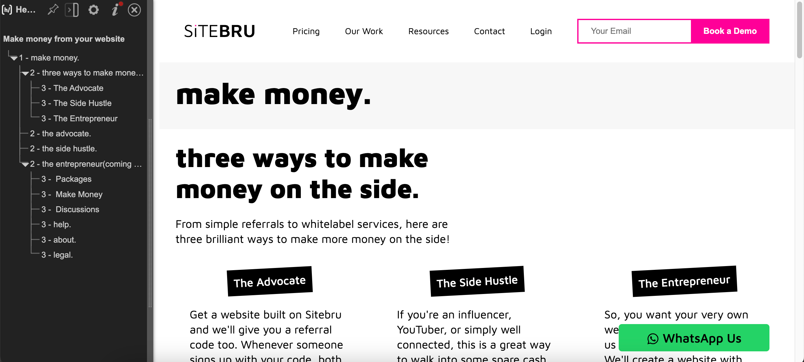 Heading structure, sitebru cms..