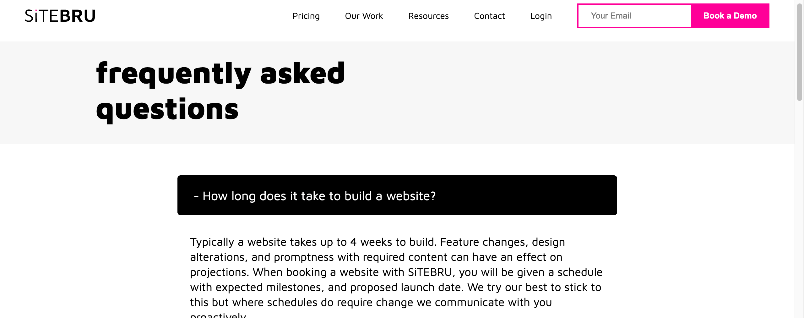 Sitebru website faqs.