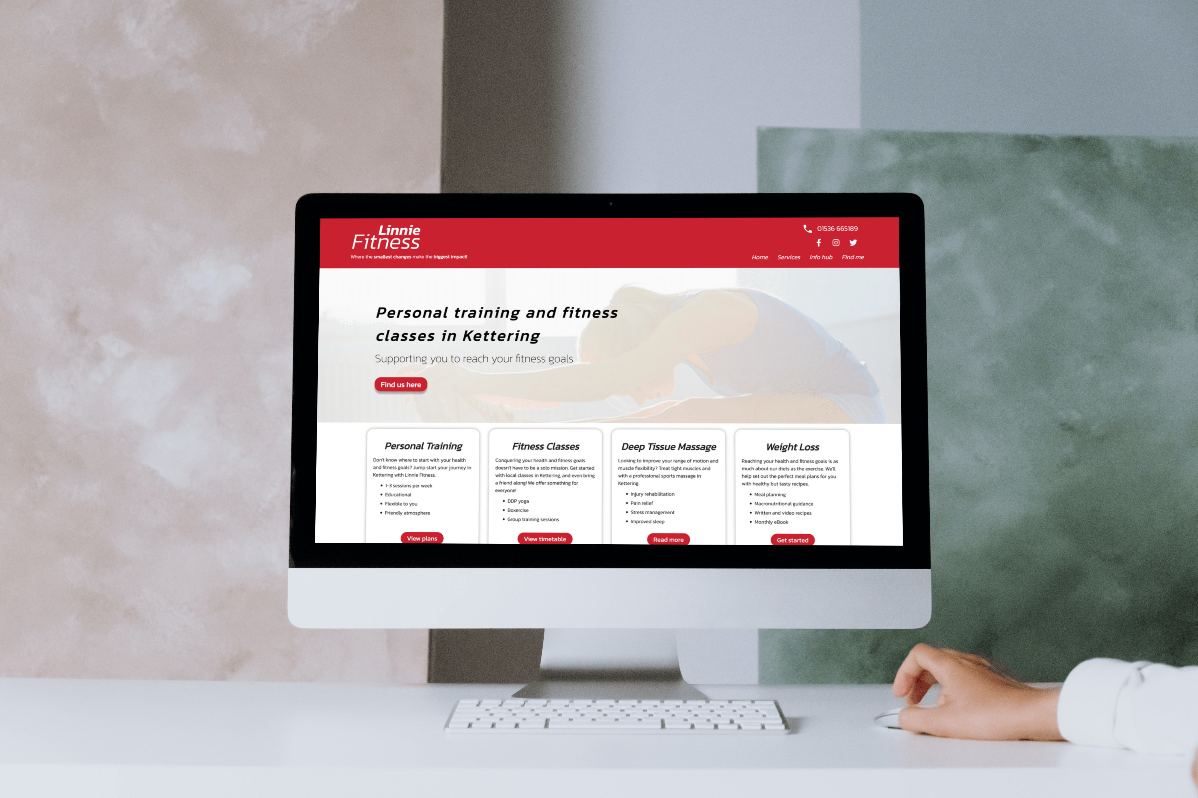 Linnie fitness website on desktop..