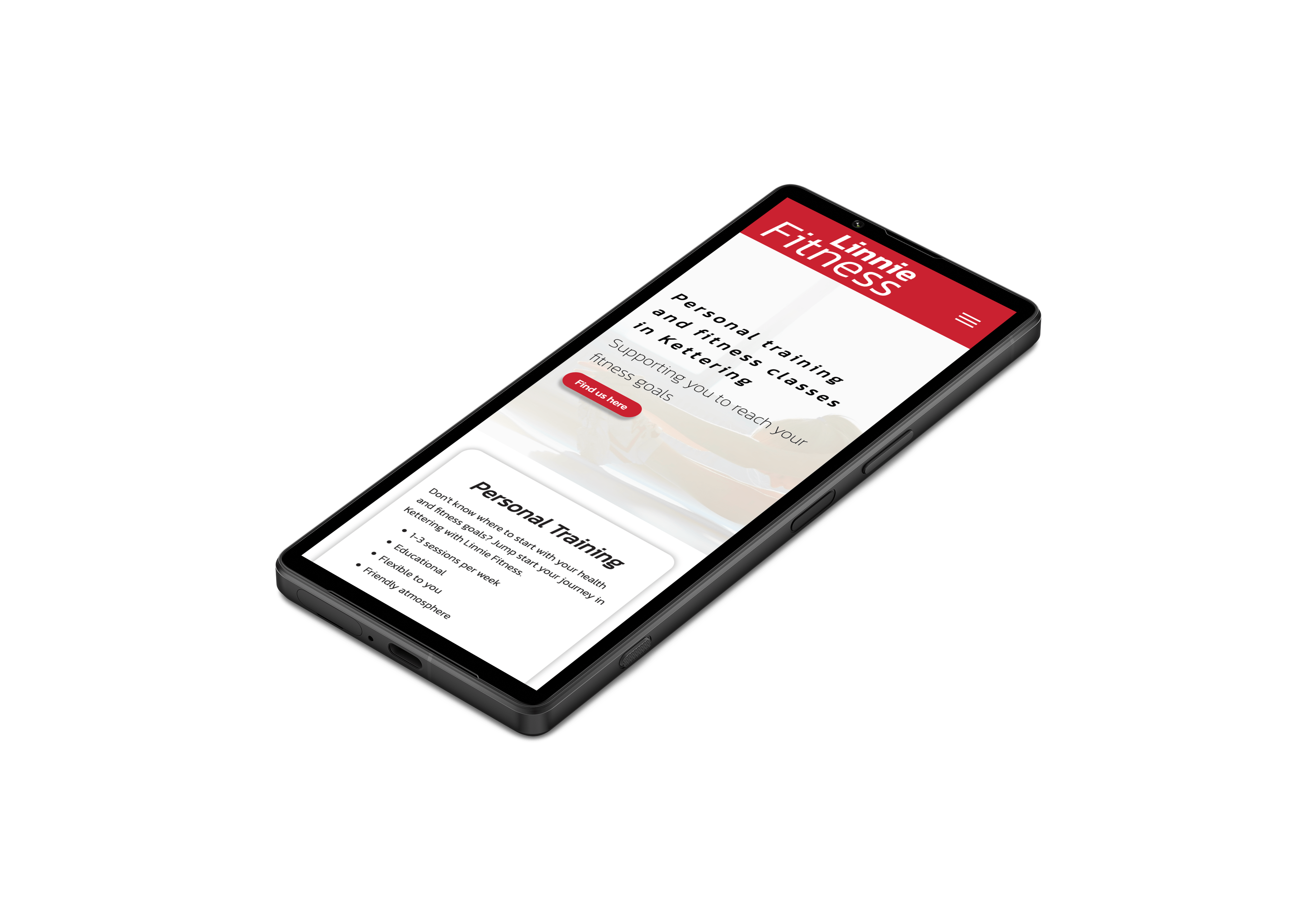 Linnie fitness website on mobile..