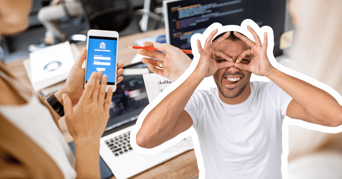 Goofy looking at mobile-first webpage.