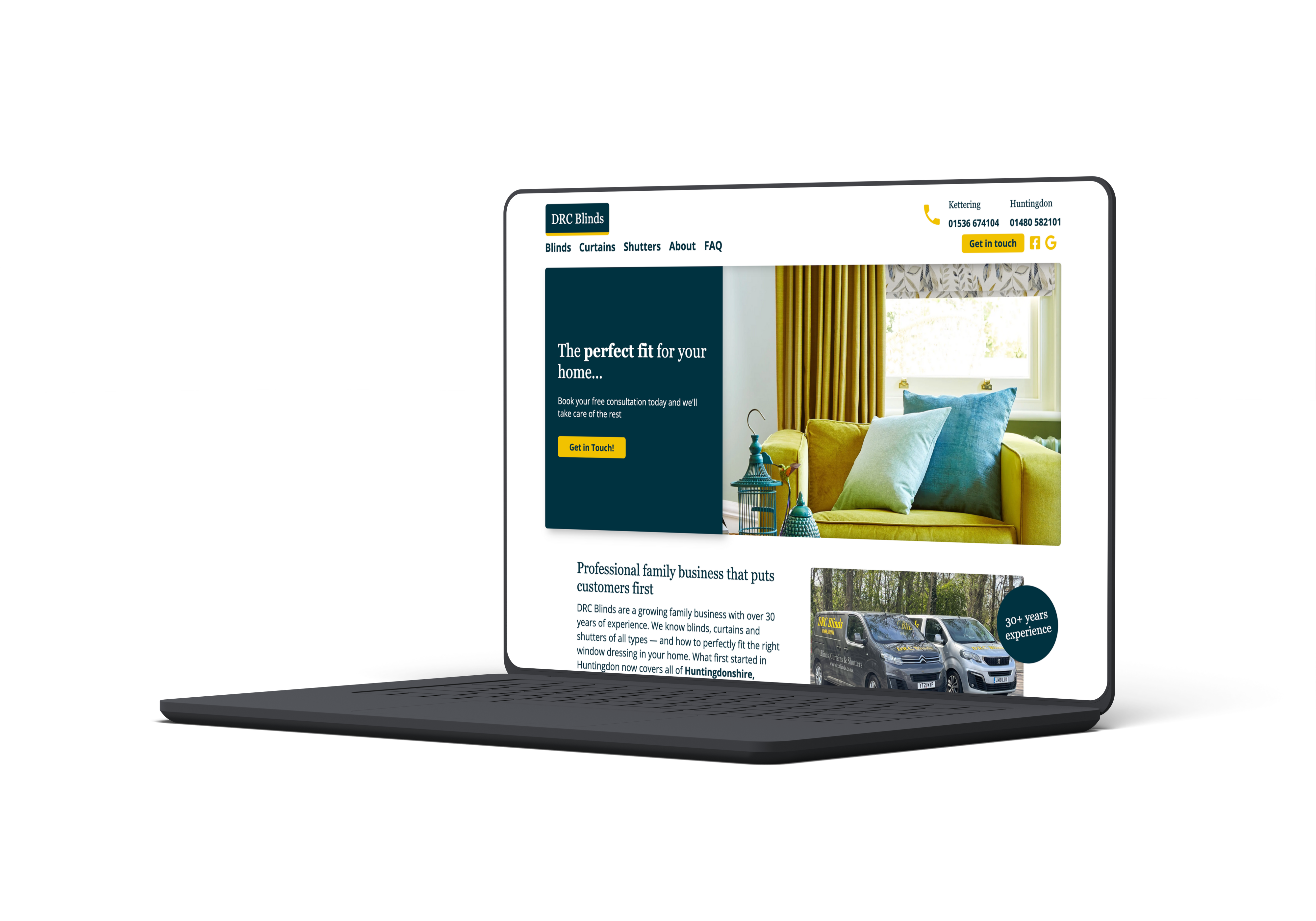 DRC blinds laptop mockup.