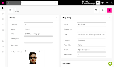 Sitebru webpage editor.